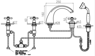 Смеситель на борт ванны Rav Slezak Morava retro MK169.5PZ золото